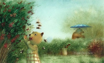  hadas Pintura - cuentos de hadas osos oso robando miel